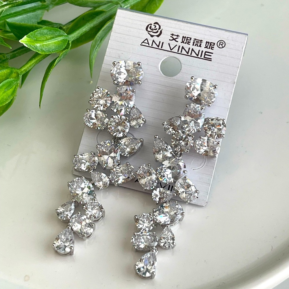 Statement pure crystal silver earrings